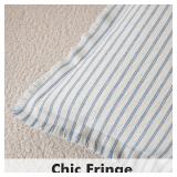 MIULEE Pack of 2 Light Blue Pillow Covers 18x18 Inch Striped Farmhouse Couch Spring Spring Throw Pillow Covers with Fringe Chic Cotton Decorative Cushion Covers for Sofa Living Room Bed Home Decor