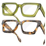 VISOONE 2 Pack Blue Light Blocking Glasses Rectangle Frame and Chic Preppy Look for Women Men RIVER