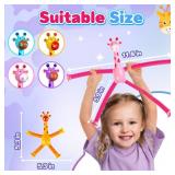 Valentines Day Gift for Toddler Girls Year Old Ages 2 3 4 5 6 7 8, Giraffe Sensory Travel Toys 4Pcs Suction Airplane Autism Pop Tube Fidget Toys Autistic Easter Basket Christmas Stocking Stuffer Gift