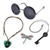 Yannasa Button Eyes Glasses Anime Merchandise Cosplay Necklace Costume Merch Accessories Gift Halloween 4pcs