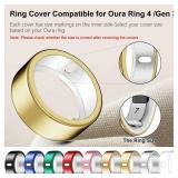 Cover Compatible for Oura Ring Gen 4/Gen 3 Horizon/Gen 3 Heritage,(NOT Compatible with Oura Ring 4-Ceramic), Charging Directly,Rugged TPU Finger Protector for Workout Women Men-Silver+Gold-Size 7 2pk