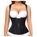 Nebility Waist Trainer for Women Corset Shapewear Tummy Control Faja Body Shaper Waist Cincher with Adjustable Strap(Black,Medium)