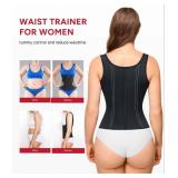 Nebility Waist Trainer for Women Corset Shapewear Tummy Control Faja Body Shaper Waist Cincher with Adjustable Strap(Black,Medium)