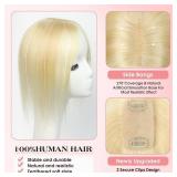 isheeny Hair Toppers For Women Real Human Hair Platinum Blonde 12Inch Human Hair Topper for Women, 2 Clips Secure Hold, Realistic Artificial-Base Scalp For Changing Your Look