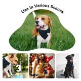 E-Clover Christmas Dog Bandanas Boy & Matching Scrunchie Set Plaid Dog Scarf Kerchief for Medium Large Dog Pet Bandana Owner Gifts Blue Green Fall