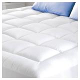 Cloud-Like Twin Mattress Topper - 100% Cotton Top Mattress Pad for Back Pain Relief - Breathable & Naturally Cooling for Hot Sleepers, White
