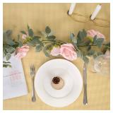 TELDRASSIL 4Pcs(26 FT) Artificial Rose Vine Fake Flower Garland Fake Silk Rose Hanging Vine for Wedding Party Background Arch Garden Background Decoration (Pink)