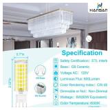 hansang G9 Led Light Bulb,6W Chandelier Light Bulbs (60W Halogen Equivalent),88PCS LED,6000K Daylight White,Non-dimmable,G9 Bi Pin Base,360 Degrees Beam Angle,600LM,Pack of 6