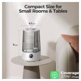 Homvana Humidifiers for Bedroom Home, 3.6 L Cool Mist Top-Fill 34H Super Long Time, Quiet 23dB, Baby Humidifier, Oil Diffuser for Large Room, House, Plant, Nursery, Office, BPA FREE, Ultrasonic (Grey)