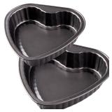 Yomvzake Heart Cake Pan Set of 2, 8 Inch and 9 Inch Heart Shaped Baking Pan Cookie Pan for Valentine