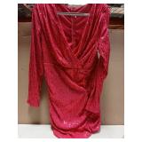 SISKIN Womens Short Formal Cocktail Dresses 2025 Sequin Sexy Night Ball Gowns and Evening Bodycon Sparkly Long Sleeve Hotpink XL