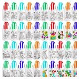 BBTO 100 Pcs Coloring Goodie Bags Cute Cartoon Reusable Party Favor Paint Non Woven Goodie Bags for Kids Birthday Party Art DIY Crafts Supplies, 20 Styles