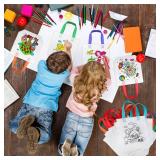 BBTO 100 Pcs Coloring Goodie Bags Cute Cartoon Reusable Party Favor Paint Non Woven Goodie Bags for Kids Birthday Party Art DIY Crafts Supplies, 20 Styles