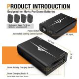 Energen Mavic Pro Battery Charger Hub, DJI Mavic Pro Drone Charger Accessories, Charge 4 Batteries & 2 USB Ports Simultaneously