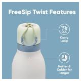 Owala FreeSip Twist Insulated Stainless Steel Water Bottle with Straw for Sports and Travel, BPA-Free, 18-oz, Mint/White (Iced Breeze)