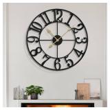 LEIKE Large Wall Clocks,Silent,Non Ticking,Battery Operated Small Vintage Round Modern Metal Wall Clock for Living Room, Bedroom,Kitchen,Farmhouse,Office Decor-13.5 Inch(Black-Arabic Number)