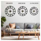 LEIKE Large Wall Clocks,Silent,Non Ticking,Battery Operated Small Vintage Round Modern Metal Wall Clock for Living Room, Bedroom,Kitchen,Farmhouse,Office Decor-13.5 Inch(Black-Arabic Number)