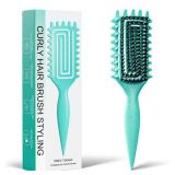 Curly Hair Brush, Curl Defining Brush with Soft Boar Bristles Detangling Tangled Glides, Wide-Teeth Design Effortlessly Shaping & Defining Curls, Curling Definer for Wet & Dry Hair (Green)