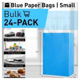 SUNCOLOR 24-Pack Blue Gift Bags with Handles 8" Goodie Bags for Party Favor Bags, Baby Showers, Birthdays & Special Occasions (Blue)