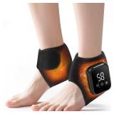 Cordless Ankle Heating Pads, Ankle Massager with Heat, Rechargeable Heated Foot Brace Wrap, 3 Vibration and Heating Modes, Auto Shut Off, 2 pcs