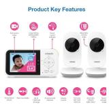 VTech VM819-2 Baby Monitor, 2.8 Screen, 2 Cameras, 1000ft Range, Night Vision, 2-Way Audio, Temperature Sensor, Lullabies, Secured Transmission No WiFi