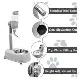 Fhiny Dog Water Feeder Bottle with Stand, Dispenser Automatic Water Food Bowl for Cage Leak-Proof No-Drip Adjustable Raised Pet Slow Water Bottle Dog Kennel Durable Drinker Container