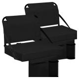 Besunbar Stadium Seats for Bleachers 2 Pack w/Back Support Bleacher Seat Soft Cushion Light Weight Includes Shoulder Strap & Cup Holder, Front & Back Zipper Pocket, Suitable for Sports Events,Black