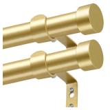 KAMANINA Curtain Rods 2 Pack, Heavy Duty Curtain Rod for Windows 28 to 48 Inch, 1 Inch Gold Modern Drapery Rods with End Cap (32"-58", 2Pack)