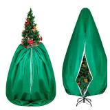 Christmas Tree Storage Bag,6.6ft(W) x9.2ft(H) x52in(Dia),Fits Up to 9 ft Tall Artificial Tree,Xmas Tree Cover Upright Tree Dust Proof Bag with Zipper & Drawstring,Holiday Decorated Trees Cover(Green)