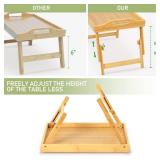 Mayyol Breakfast Bed Tray for Eating - Raised Food Table Up to 9.5" on Lap Sofa - Adjustable Bamboo Serving Tray - Portable Snack Platter with Folding Legs Ideal for Bedroom Picnic