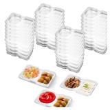 VTMCUI 20 PCS Snack Containers with Lid, Leakproof Dipping Containers with 2 Compartments,Reusable Snack Pack Containers, Portion Control Condiment Container