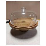 HBlife Cake Stand with Plastic Lid (11.4"), Multifunctional Cake Stand with Dome, Acacia Wood 6-in-1 Cake Plate Display Stand with Cover for Baking Gifts, Birthday Kitchen Parties, Weddings