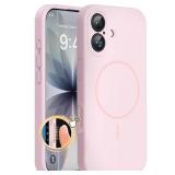 Miracase Magnetic for iPhone 17 Case, Compatible with MagSafe, Integrated Silicone Camera Control Cover, 3.0mm Thicken Shockproof Drop Protection Phone Case for 17,Sand Pink