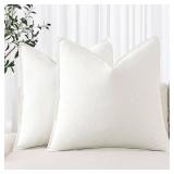 MIULEE Decorative Linen Euro Sham Pillow Covers 26x26 Cream White Boho Farmhouse Neutral Christmas Couch Throw Pillows for Bed Pack of 2 Accent Modern Pillowcase Sofa Livingroom Home Decor