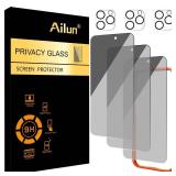 Ailun 3 Pack Privacy Screen Protector for iPhone 16 Pro Max [6.9 inch]+ 3 Pack Camera Lens Protector,Dynamic Island Compatible,Anti Spy Tempered Glass[9H Hardness][Not for iPhone 16e/16/16Pro/16Plus]
