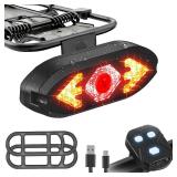 Bike Taillight USB Rechargeable Bicycle Turn Signals with Remote Control Rear Bicycle Light Waterproof Safety Warning Back Lights with 2 Types of Brackets (Set C)