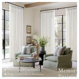 92 Inch Pinch Pleated Beige White Semi Sheer Curtains Light Filtering Neutral Boho Farmhouse Linen Curtains Rings Hooks for Living Room Bedroom Office Ivory Window Drapes 92 Inch Length 2 Panels Set -