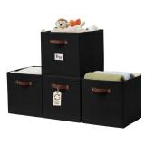 DECOMOMO Storage Baskets, 13x15x13 Storage Cube Bins with Labels for Organizing Shelves Kallax (Kallax / 4pcs, Black) - Retail: $29