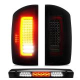 Tresound Tail Light + 3rd Brake Cargo Lamp for 2007 2008 Dodge Ram 1500, 2007 2008 2009 Ram 2500 3500, Third High Mount Stop Light Rear LED Taillight Assembly, 55277302AC 55277303AC - Retail: $108