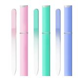 Glass Nail Files Double Side Polish Crystal Fingernail File with Case Manicure Salon Nail Care for Women Girls Pink Green Blue, 240 Grit, 3 Pack - Retail: $6