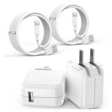 Fitquipment Compatible with iPad iPhone Charger Fast Charging 2Set 6FT Cable Cord with 12W Foldable Block Charging Travel Wall Plug Compatible with i Pad, iPadPro, iPadAir,iPhone - Retail: $19