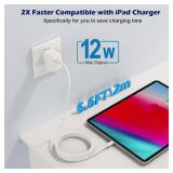 Fitquipment Compatible with iPad iPhone Charger Fast Charging 2Set 6FT Cable Cord with 12W Foldable Block Charging Travel Wall Plug Compatible with i Pad, iPadPro, iPadAir,iPhone - Retail: $19