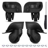 IANFAN 4 Pcs Luggage Wheels Replacement Kit for Suitcase, Suitcase Caster Repair Kits with Screw Replacement Left and Right 360Â° Silent Spinner Wheels for Travel Suitcases (Black, Large) - Retail: 
