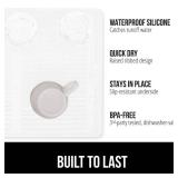GORILLA GRIP 100% BPA-Free Patented Silicone Dish Drying Mat for Kitchen Counter, 18x16 Inch, Water Catching Ribbed Design, Easy Clean Waterproof Sink Liner, Heat Resistant, Fits Under Rack, White - R
