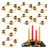 Sliner 8 Pcs 8 Pcs Christmas Advent Wreath Ring Gold Advent Ring Candle Holder Round Shape Taper Wreath for Home Table Decor Xmas Decorations - Retail: $35