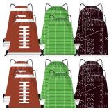 ONLY TWO OF EACH Pcs Football Drawstring Gift Bags Bulk Football Party Favor Goodie Bags 12 x 10 Inch Sports Backpack for Game Day Gym Teams Travel Small Snack Treat Storage Supplies, Brown, Green, Br