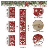 Lighted Wooden Welcome Sign, Merry Christmas Snowflake Elk Porch Sign for Front Door Decorations, Rustic Farmhouse Red Xmas Hanging Signs Wall Sign for Christmas Happy New Year Decor 47.2\"H - Retail: