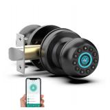 Anweller Smart Door Knob with Lock, Fingerprint Code Keypad Keyless Entry Electronic Digital Biometric Bluetooth App Control Doorknob for Bedroom Interior Apartment Garage - Black - Retail: $60