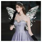 Fairy Wings for Adults Women 31.5\"x29.5\" Fairy Costume Set Large Butterfly Wings for Halloween Party Black - Retail: $17