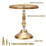 QENUIITEA Set of 3 Gold Cake Stands, Metal Round Cake Holder Dessert Pie Pizza Display Stand 8\" 10\" 12\" Serving Tray Decoration for Wedding Celebration Party Birthday Baby Shower - Retail: $40